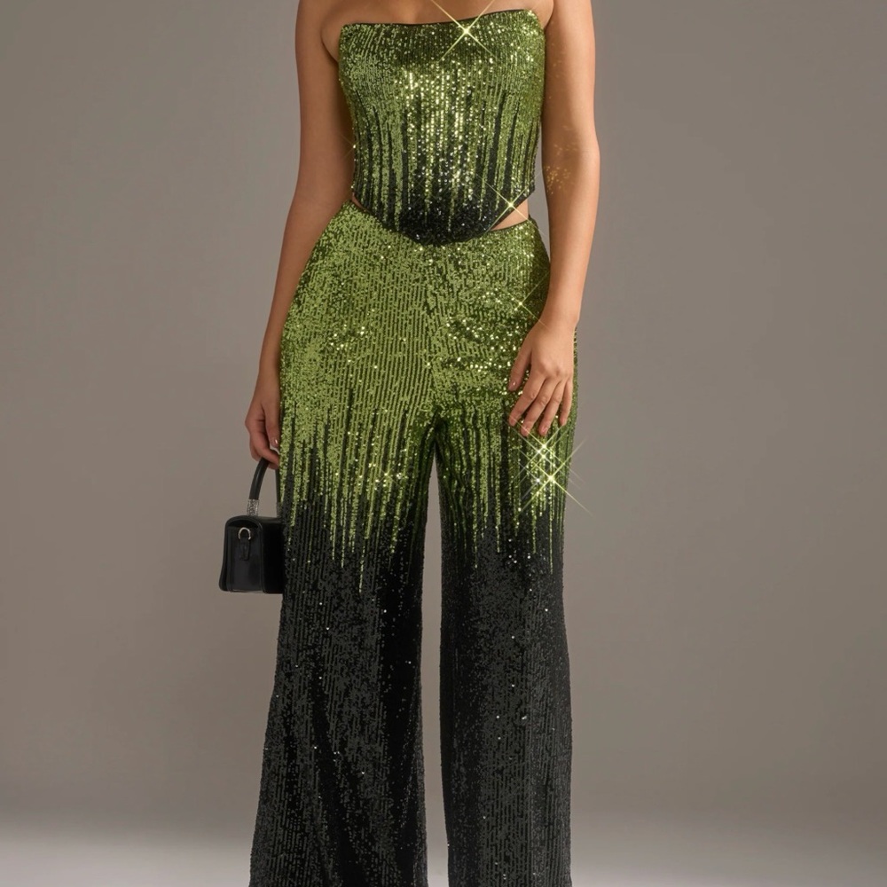 SWEET THING SEQUIN PALAZZO PANT AND CORSET - L